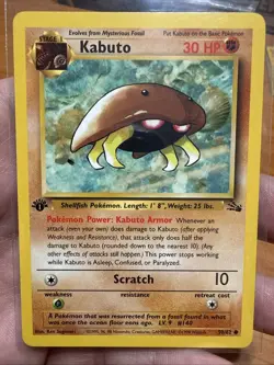 Pokemon TCG Kabuto Fossil Card 50/62 Regular Common 1st Edition - Image 1