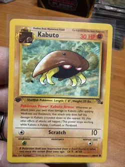 Pokemon TCG Kabuto Fossil 1st Edition Common Card 50/62 - Image 1