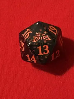 mtg d20 Spindown dice, Duskmourn House of Horror, Rakdos Black w/ red - Image 1