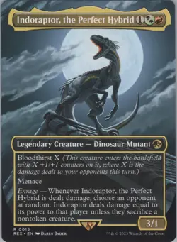 MTG Normal Indoraptor, the Perfect Hybrid (Borderless) R : Jurassic World 15 NM - Image 1