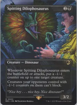 MTG Normal Spitting Dilophosaurus (Borderless) R : Jurassic World 3 NM - Image 1