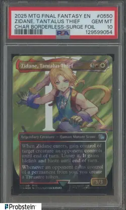 2025 MTG FINAL FANTASY #0550 ZIDANE TANTALUS THIEF BORDERLESS-SURGE FOIL PSA 10 - Image 1