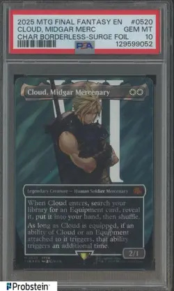 2025 MTG Final Fantasy Borderless Surge Foil #0520 Cloud Midgar Mercenary PSA 10 - Image 1