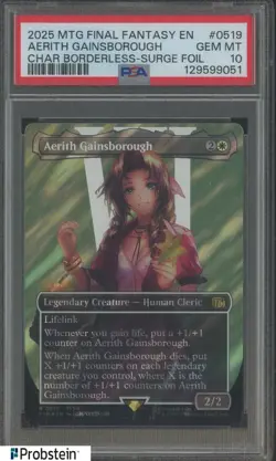 2025 MTG Final Fantasy EN Borderless Surge Foil #0519 Aerith Gainsborough PSA 10 - Image 1
