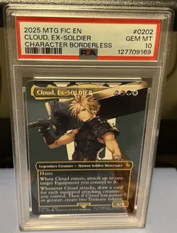 2025 MTG FIC EN Cloud, Ex-Soldier Character Borderless #0202 PSA 10 - Image 1