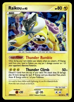 2007 Diamond & Pearl - Secret Wonders Raikou Basic/Rare Holo Cracked Ice #16 - Image 1