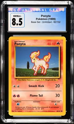 Pokemon 1999 Base Set Ponyta Not PSA, CGC 8.5! - Image 1