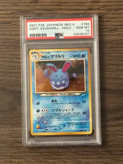 Pokemon JAPANESE Neo 4 LIGHT AZUMARILL #184 PSA 10 PSA # 53539727 - Image 2
