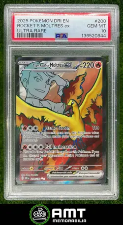 Team Rocket's Moltres ex PSA 10 2025 Pokemon SV Destined Rivals - DRI #208/182 - Image 1