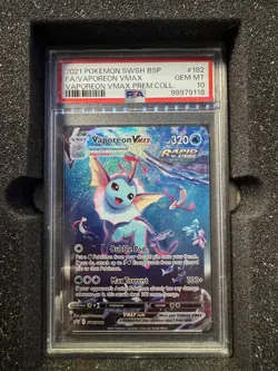 2021 Pokemon VAPOREON VMAX #SWSH182 Black Star Promo Prem. Coll. English PSA 10 - Image 1