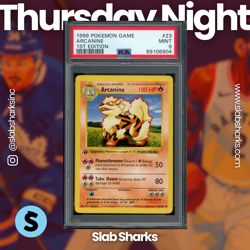 1999 POKEMON BASE SET SHADOWLESS 1ST EDITION #23/102 ARCANINE UNCOMMON PSA 9 - Image 1
