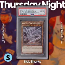 2025 YU-GI-OH! 1ST EDITION #RA04-EN108 BLUE-EYES WHITE DRAGON SECRET RARE PSA 8 - Image 1
