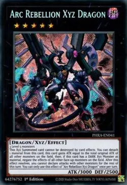 Yugioh! LP Arc Rebellion Xyz Dragon - PHRA-EN041 - Secret Rare - 1st Edition Lig - Image 1