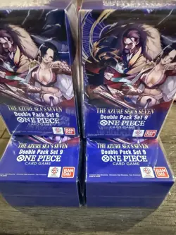 Four (4) ONE PIECE TCG Double Pack Set 9 The Azure Sea's Seven FACTORY SEALED! - Image 2