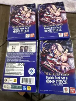 Four (4) ONE PIECE TCG Double Pack Set 9 The Azure Sea's Seven FACTORY SEALED! - Image 3