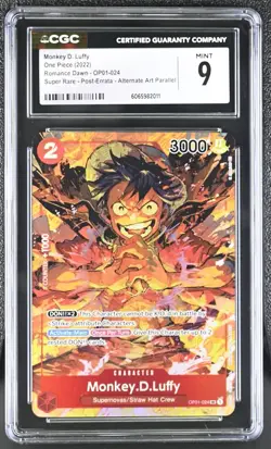 Monkey.D.Luffy OP01-024 Parallel Alt Art Romance Dawn One Piece TCG ENG CGC 9 - Image 1