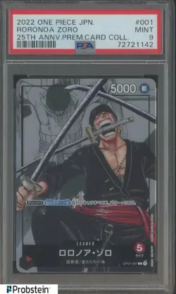 2022 One Piece JPN 25th Anniv Prem Coll #001 Roronoa Zoro PSA 9 MINT - Image 1