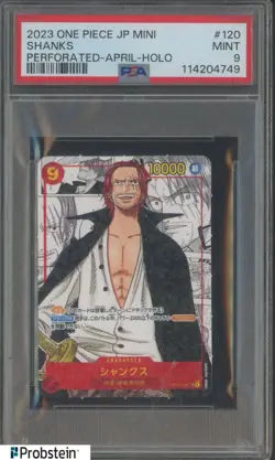 2023 One Piece JPN Mini Perforated April Holo #120 Shanks PSA 9 MINT - Image 1