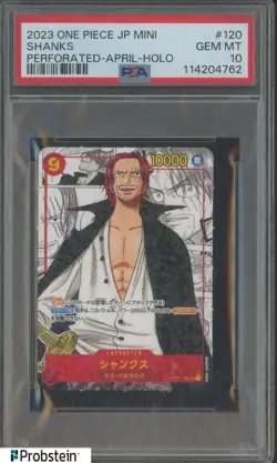 2023 One Piece JPN Mini Perforated April Holo #120 Shanks PSA 10 GEM MINT - Image 1