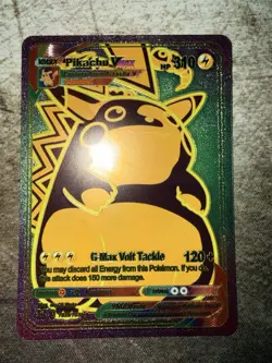 Pokemon Pikachu VMAX Rainbow Foil Fan Art Collector Card - 310 HP - Image 1
