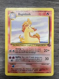 Rapidash 44/64 Base Set Series Jungle UNCOMMON Stage 1 POKEMON CARD 1999 - NM - Image 1