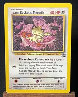 Meowth Pokemon TCG Team Rockets Black Star Promo Card #18 NM - Image 1