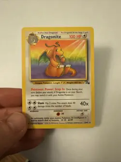 Pokemon TCG Dragonite Card 19/62 Fossil Non-Holo Unlimited (Beware Crease) - Image 1