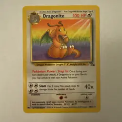 Pokemon TCG Dragonite Card 19/62 Fossil Non-Holo Unlimited (Beware Crease) - Image 2