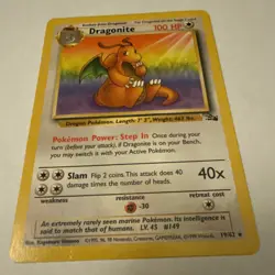 Pokemon TCG Dragonite Card 19/62 Fossil Non-Holo Unlimited (Beware Crease) - Image 4