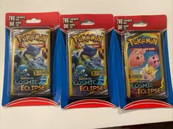 Lot Of (3) MJ H Two-3card Booster Packs Plus Bonus Card Sun & Moon, Cosmic Eclip - Image 1