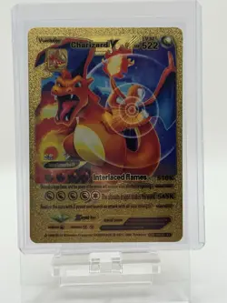 Pokemon CHARIZARD V Gold Foil Ultra Rare Fan Art Card 522HP - Image 1