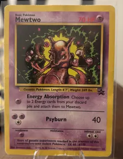 Mewtwo Black Star Promo 14 WOTC 2000 Vintage VHP Pokemon Card Free Ship - Image 1