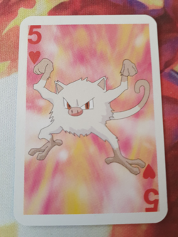 Pokemon Mankey 5 of Hearts 1999 Mini Deck Playing Cards 2.5x1.75in NM - Image 1