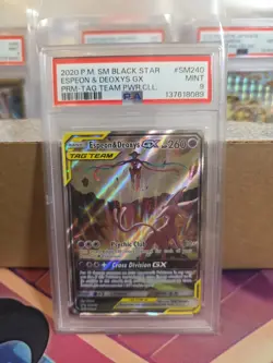 ESPEON & DEOXYS GX 2020 POKEMON SUN & MOON BLACK STAR PROMO SM240 PSA 9 - Image 1