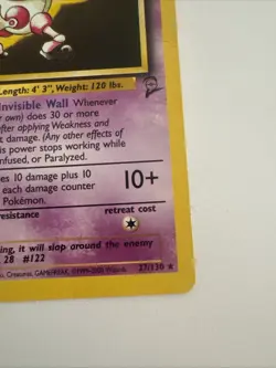 Mr. Mime 27/130 - Rare - Pokemon TCG - Base Set 2 - LP - Image 2