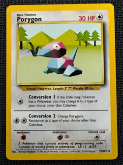 Porygon 039/102 WoTC Base Set Uncommon - Pokemon TCG - LP - Image 1