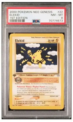 2000 1st Edition Pokemon Neo Genesis Elekid PSA 8 - Image 1