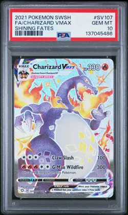 2021 POKEMON SWORD & SHIELD SHINING FATES #SV107 FULL ART/CHARIZARD VMAX PSA 10 - Image 1