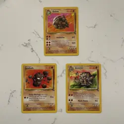 Pokemon TCG Geodude, Graveler & Golem Fossil Set Evolution Line Base Set 1999 - Image 1