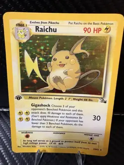 Pokemon Raichu Holo 1st Edition Fossil 14/62 - MP - Vintage WOTC - Image 1