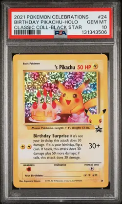 2021 POKEMON CELEBRATIONS CLASSIC COLL #24 BIRTHDAY PIKACHU-HOLO PSA 10 - Image 1