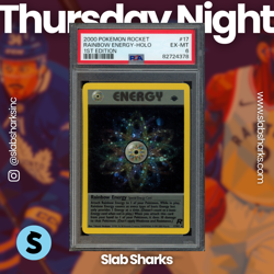 2000 POKEMON TEAM ROCKET FIRST EDITION #17/82 RAINBOW ENERGY HOLO PSA 6 - Image 1