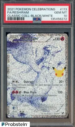 2021 Pokemon Celebrations Clsssic Coll Black/White #113 Reshiram FA PSA 10 - Image 1