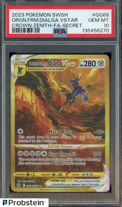 2023 Pokemon SWSH Crown Zenith Secret #GG68 Origin Forme Dialga Vstar PSA 10 - Image 1