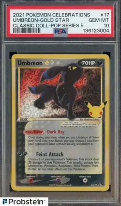 2021 Pokemon Celebrations Classic Coll Pop Series 5 #17 Umbreon Gold Star PSA 10 - Image 1
