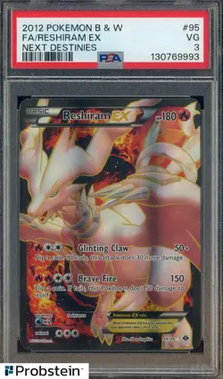 2012 Pokemon B & W Next Destinies #95 Reshiram Ex FA PSA 3 VG - Image 1