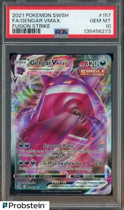 2021 Pokemon SWSH Fusion Strike #157 FA Gengar VMax PSA 10 GEM MINT - Image 1