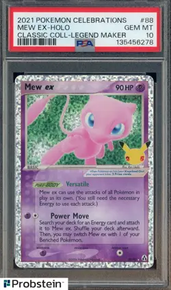 2021 Pokemon Celebrations Classic Coll. Legend Maker #88 Mew Ex Holo PSA 10 - Image 1