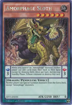 Yugioh! LP Amorphage Sloth - SHVI-EN030 - Secret Rare - 1st Edition Lightly Play - Image 1