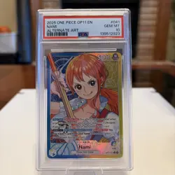 2025 ONE PIECE OP11-A FIST OF DIVINE SPEED ALT ART LEADER #041 NAMI PSA 10 - Image 1